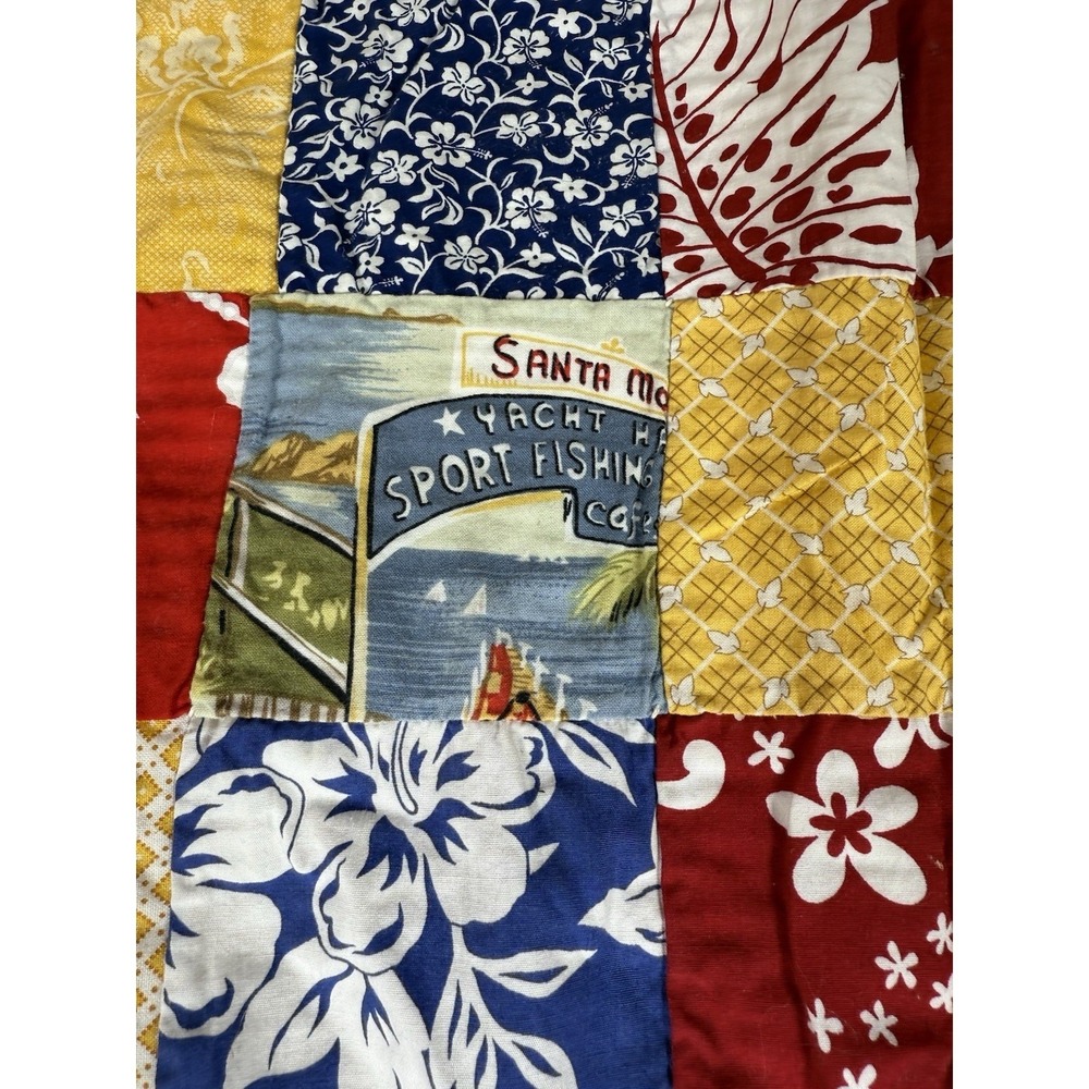 Hawaiian Quilt Blanket Beaches Floral Print Patch Lap Baby Blanket Handmade - Picture 7 of 12